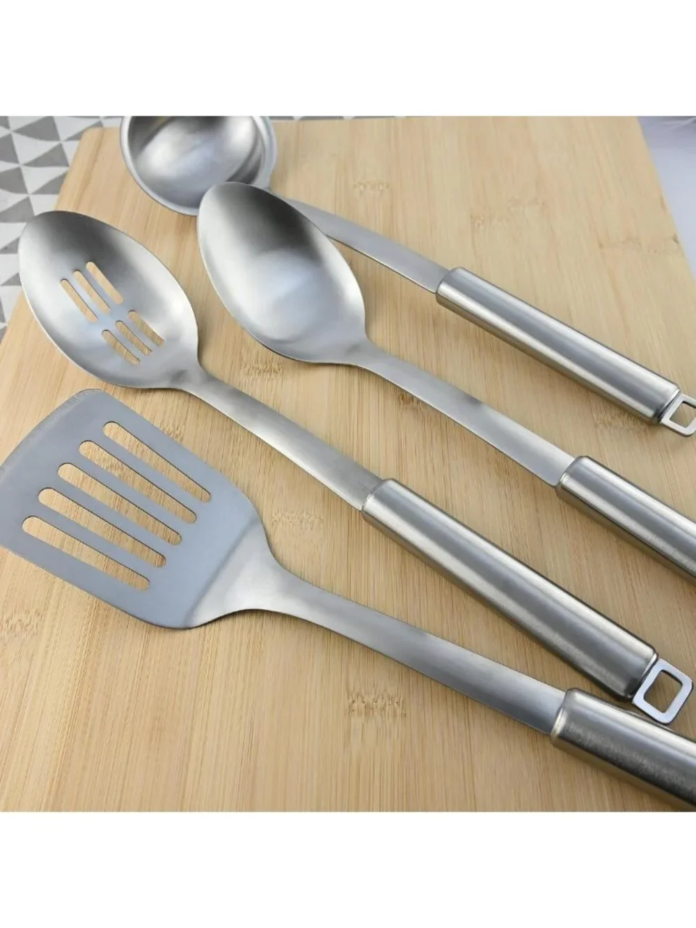 Stainless Steel Cooking Utensil Set - Ergonomic, Dishwasher Safe, 4-Piece